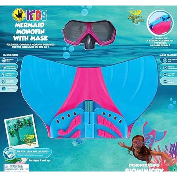 Kids' Mermaid Monofin with Mask & Fins, Pink/Blue, by Body Glove, NIB - Picture 1 of 12